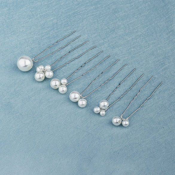 Simple Handmade Alloy U Shape Bridal Hair Pin With Pearl And Rhinestone Wedding Hair Accessory For Women