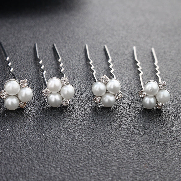 Simple Handmade Alloy U Shape Bridal Hair Pin With Pearl And Rhinestone Wedding Hair Accessory For Women
