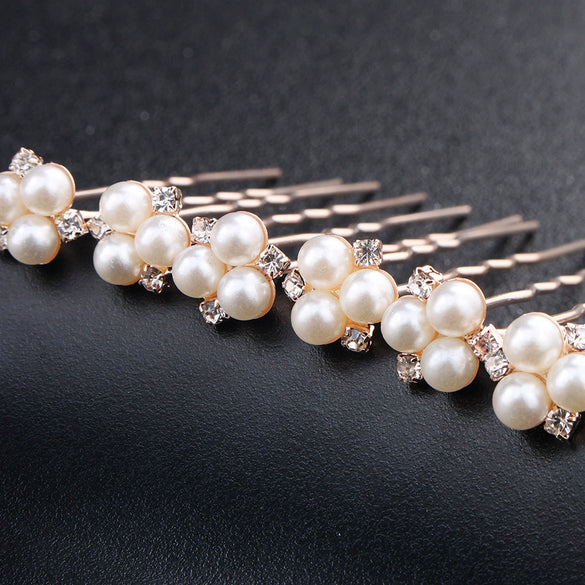 Simple Handmade Alloy U Shape Bridal Hair Pin With Pearl And Rhinestone Wedding Hair Accessory For Women