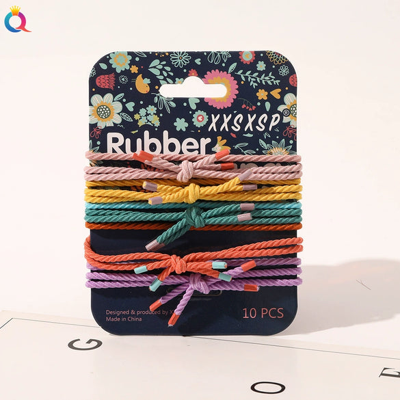 Simple Handmade Cloth Hair Ties With Ball Detail High Elastic Ponytail Hair Ropes For Women And Girls