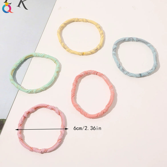 Simple Handmade Cloth Hair Ties With Ball Detail High Elastic Ponytail Hair Ropes For Women And Girls