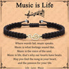 Simple Handmade Jade Line Geometric Music Note Bracelet Hand Woven Unisex Charm Bracelet In Black And Silver