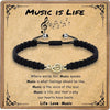 Simple Handmade Jade Line Geometric Music Note Bracelet Hand Woven Unisex Charm Bracelet In Black And Silver
