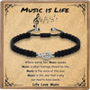 Simple Handmade Jade Line Geometric Music Note Bracelet Hand Woven Unisex Charm Bracelet In Black And Silver