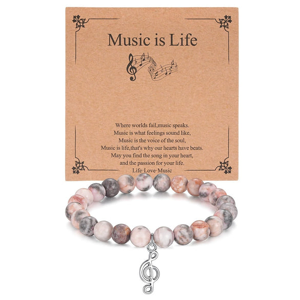 Simple Handmade Jade Line Geometric Music Note Bracelet Hand Woven Unisex Charm Bracelet In Black And Silver