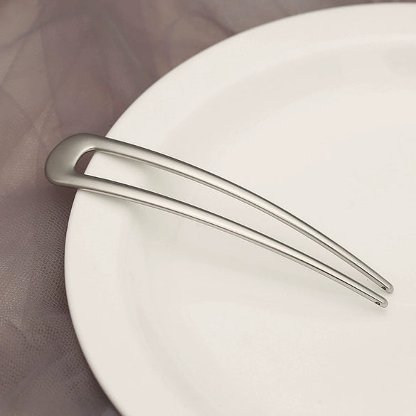 Simple Handmade Metal U Shaped Hair Pin Geometric Ball End Elegant Modern Updo Hair Accessory