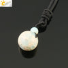Simple Handmade Natural Stone Round Bead Pendant Necklace With Wear Rope Chain Minimalist Jewelry