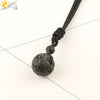 Simple Handmade Natural Stone Round Bead Pendant Necklace With Wear Rope Chain Minimalist Jewelry