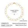 Simple Handmade Oval Chain Necklace For Women With Geometric Pendant Electroplated In Titanium Steel