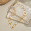 Simple Handmade Oval Chain Necklace For Women With Geometric Pendant Electroplated In Titanium Steel