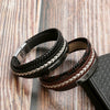 Simple Handwoven Leather Bracelets With Stainless Steel Alloy Buckles Magnetic Material Geometric Style For Men Handmade