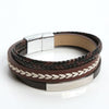Simple Handwoven Leather Bracelets With Stainless Steel Alloy Buckles Magnetic Material Geometric Style For Men Handmade