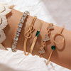 Simple Heart Geometric Metal Alloy Three Layer Bracelet Set With Blue Diamond Electroplating For Women