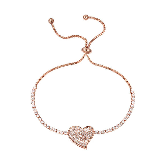 Simple Heart Shape Copper Bracelet Jewelry All Matching Accessories For Wedding Bride And Bridesmaid Micro Inlay Treatment Process