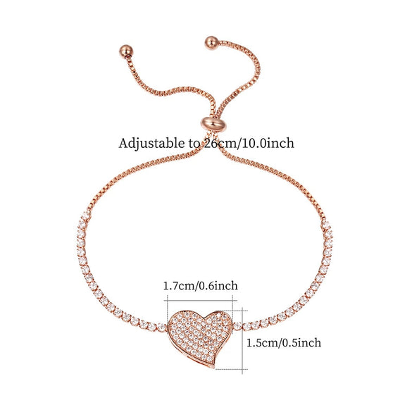 Simple Heart Shape Copper Bracelet Jewelry All Matching Accessories For Wedding Bride And Bridesmaid Micro Inlay Treatment Process