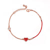Simple Heart Shape Red Rope Bracelet For Women Copper Lucky Jewelry With Gold Plated Artificial Gem Inlay Fashion Wholesale