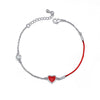 Simple Heart Shape Red Rope Bracelet For Women Copper Lucky Jewelry With Gold Plated Artificial Gem Inlay Fashion Wholesale