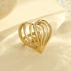 Simple Heart Shape Stainless Steel Ring With Electroplating And Retro Style