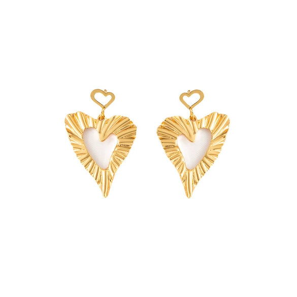 Simple Heartshaped Retro Titanium Steel Electroplated Earrings For Women