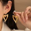 Simple Heartshaped Retro Titanium Steel Electroplated Earrings For Women