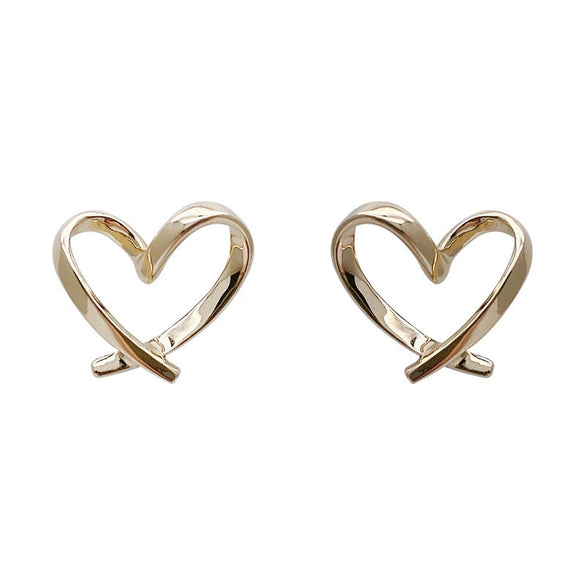 Simple Heartshaped 925 Silver Electroplated Women's Earrings