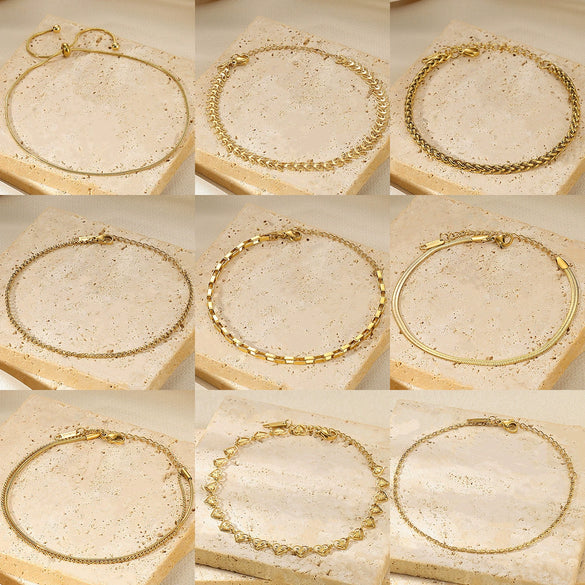 Simple Heartshaped Women's Anklet Titanium Steel Plated Stainless Steel Jewelry