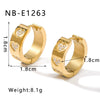 Simple High Ins Style Stainless Steel 18K Titanium Steel Peach Heart Earrings With 18K Vacuum Plating In Furnace And Geometric Design