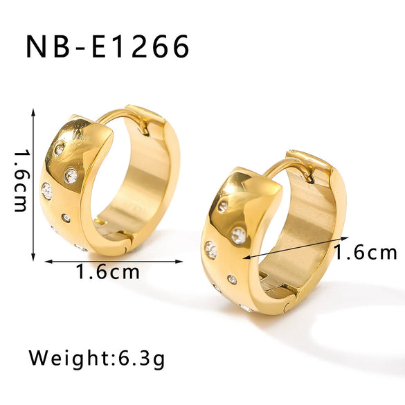 Simple High Ins Style Stainless Steel 18K Titanium Steel Peach Heart Earrings With 18K Vacuum Plating In Furnace And Geometric Design