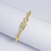 Simple Highend Lockshaped Copper Electroplated Diamondinlaid Bracelet