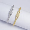 Simple Highend Lockshaped Copper Electroplated Diamondinlaid Bracelet