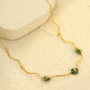 Simple Highend Natural Stone Flower Stainless Steel Necklace Electroplated Jewelry