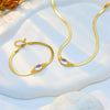 Simple Highend Retro Metal Snake Bone Chain Faceted Inlaid Rhinestone Women's Bracelet Necklace Stainless Steel Electroplated