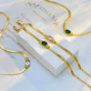 Simple Highend Retro Metal Snake Bone Chain Faceted Inlaid Rhinestone Women's Bracelet Necklace Stainless Steel Electroplated