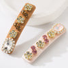 Simple Highend Rhinestone Hairpin For Women Alloy Floral Word Clip With Diamond Inlay
