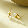 Simple Highend Round Pearl Titanium Steel Women's Geometric Electroplated Earrings