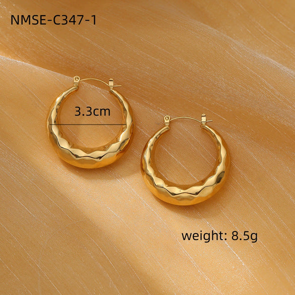 Simple Highend Stainless Steel 18K Gold Nonfading Electroplated Women's Earrings