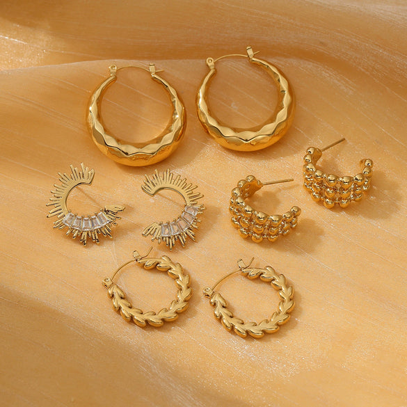 Simple Highend Stainless Steel 18K Gold Nonfading Electroplated Women's Earrings