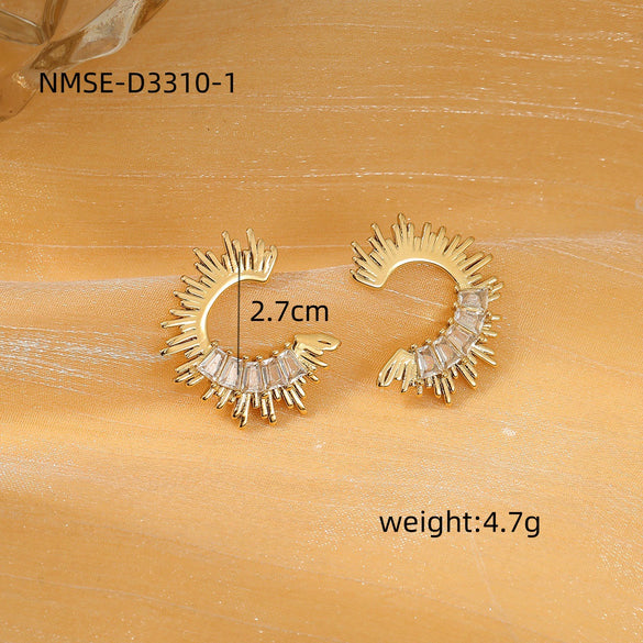 Simple Highend Stainless Steel 18K Gold Nonfading Electroplated Women's Earrings