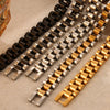 Simple Hip Hop Light Luxury Thick Chain Titanium Steel Gold Plated Wide Strap Chain Bracelet With Geometric Design For Men