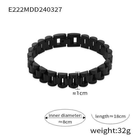 Simple Hip Hop Light Luxury Thick Chain Titanium Steel Gold Plated Wide Strap Chain Bracelet With Geometric Design For Men