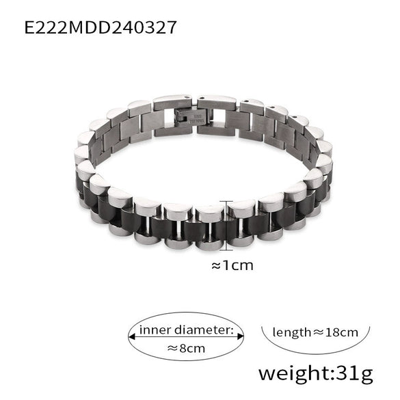 Simple Hip Hop Light Luxury Thick Chain Titanium Steel Gold Plated Wide Strap Chain Bracelet With Geometric Design For Men
