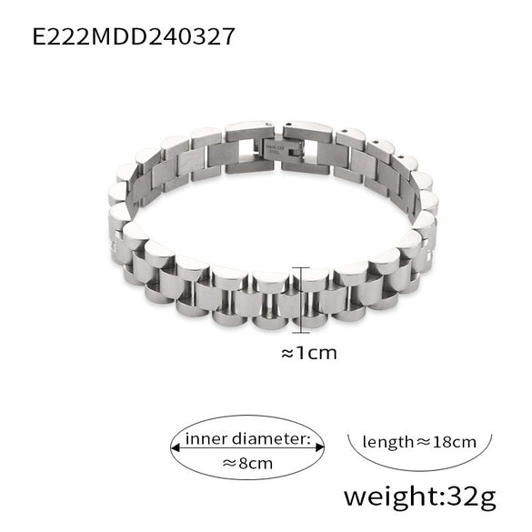 Simple Hip Hop Light Luxury Thick Chain Titanium Steel Gold Plated Wide Strap Chain Bracelet With Geometric Design For Men