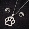 Simple Hollow Bear Paw Print Stud Jewelry Three Piece Set For Women Stainless Steel O Chain Animal Zodiac Electroplated Earrings And Necklace Suit