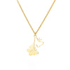 Simple Hollow Heart Shaped Butterfly Pendant Stainless Steel Necklace With Electroplating