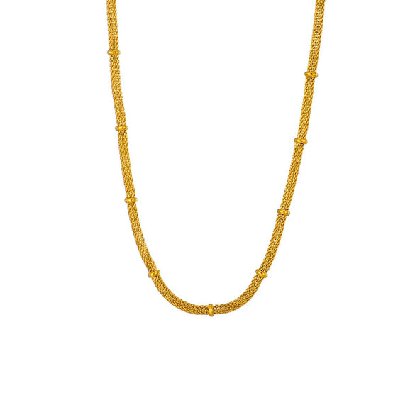 Simple Hollow Mesh Bamboo Titanium Steel Geometric Style Electroplated Necklace For Women