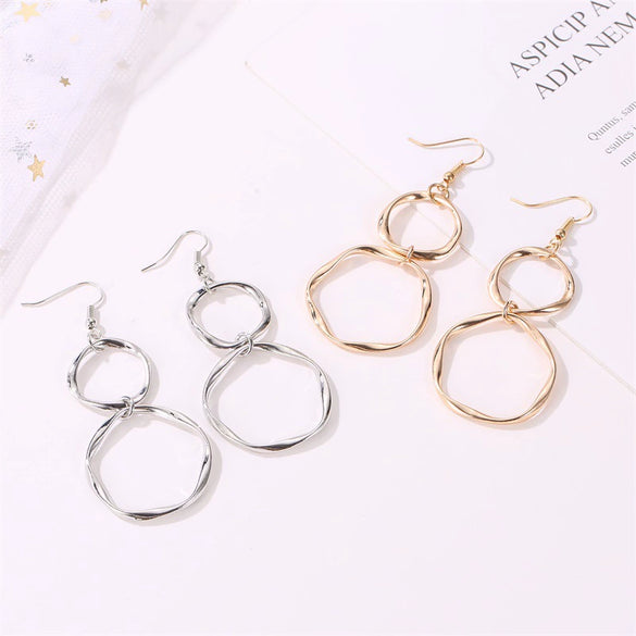 Simple Hollow Round Alloy Geometric Earrings For Women With Electroplating Treatment