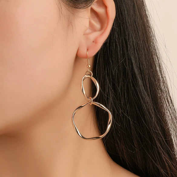 Simple Hollow Round Alloy Geometric Earrings For Women With Electroplating Treatment