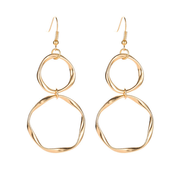 Simple Hollow Round Alloy Geometric Earrings For Women With Electroplating Treatment