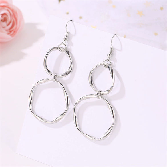 Simple Hollow Round Alloy Geometric Earrings For Women With Electroplating Treatment