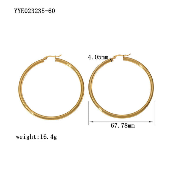 Simple Hollow Women's Earrings Stainless Steel 18K Gold Plated Geometric Electroplated